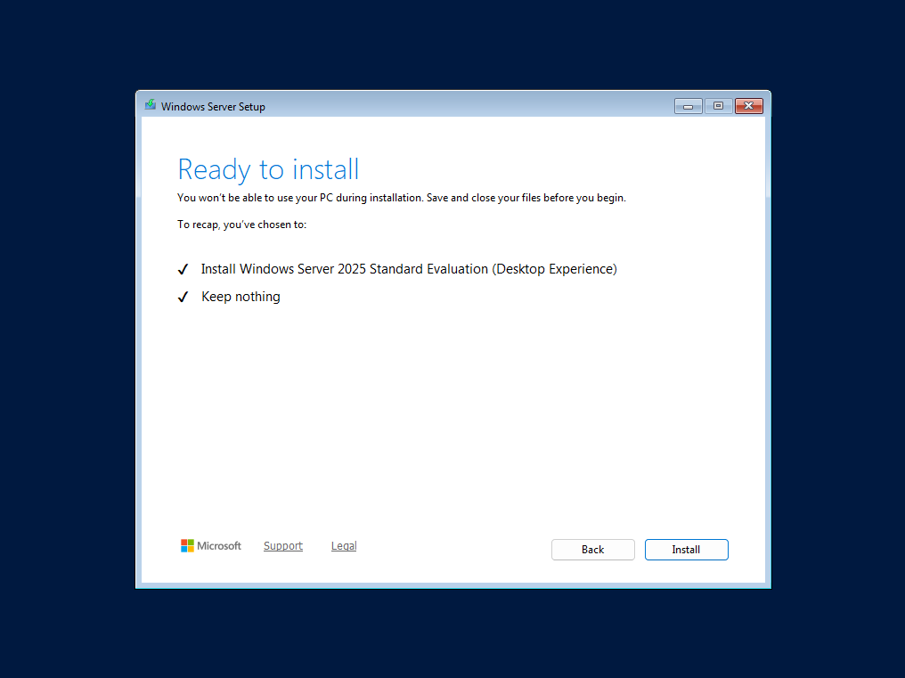 Ready to install screen